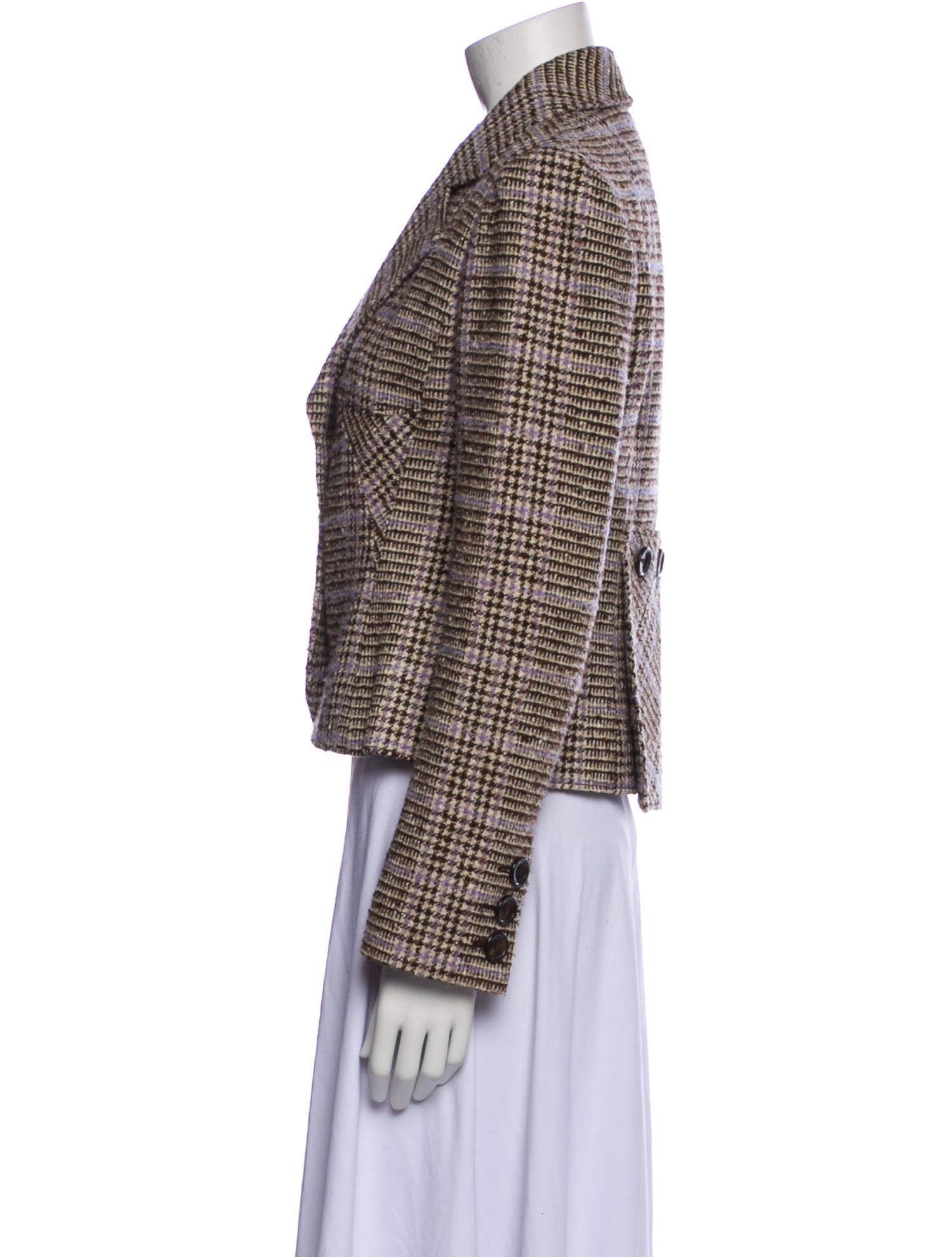 Valentino Wool Plaid Print Blazer