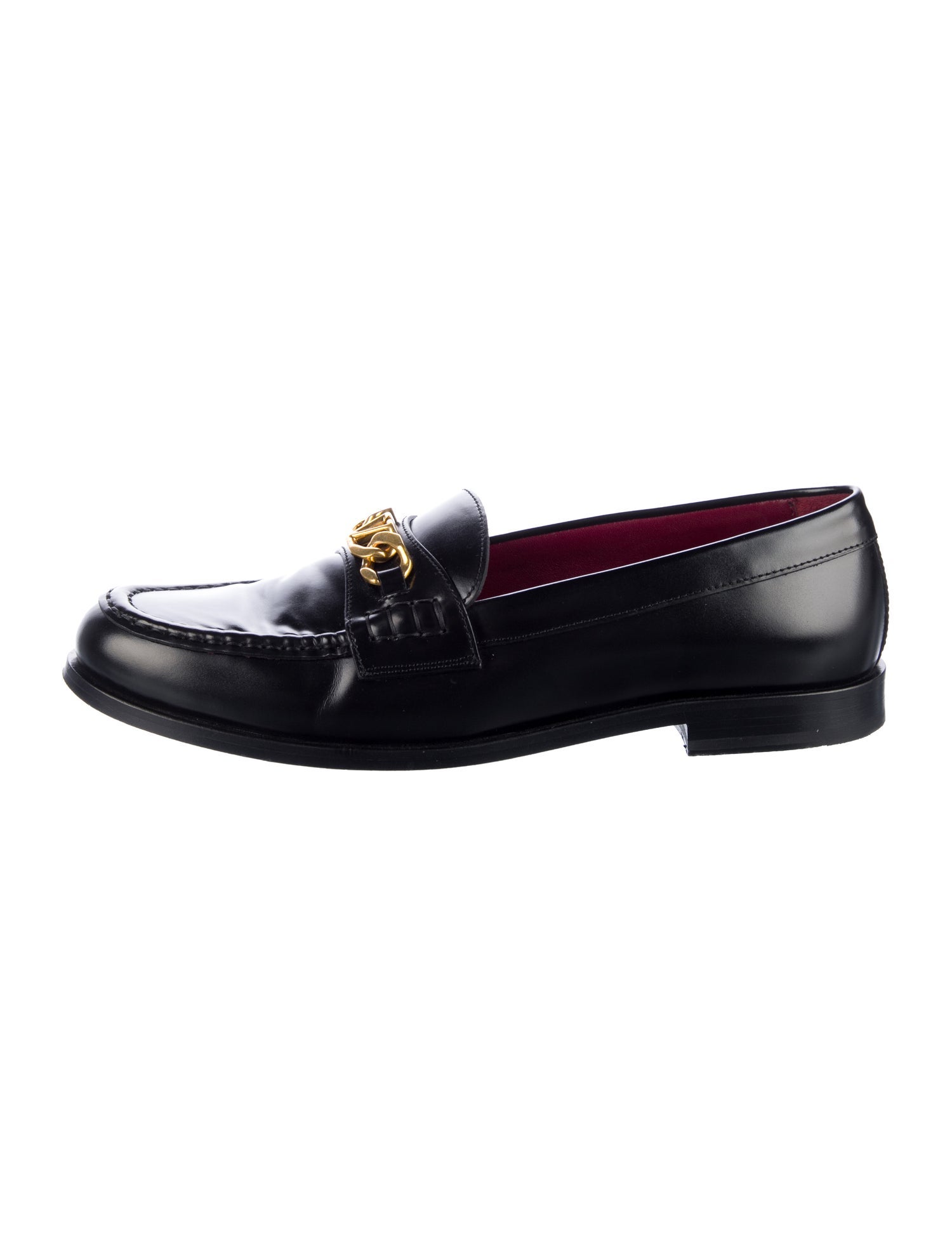 Valentino Leather Chain-Link Accents Loafers