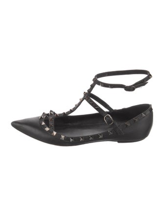 Valentino Rockstud Accents Leather Ballet Flats