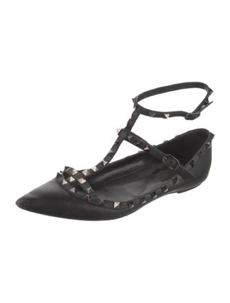 Valentino Rockstud Accents Leather Ballet Flats