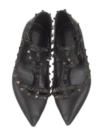 Valentino Rockstud Accents Leather Ballet Flats