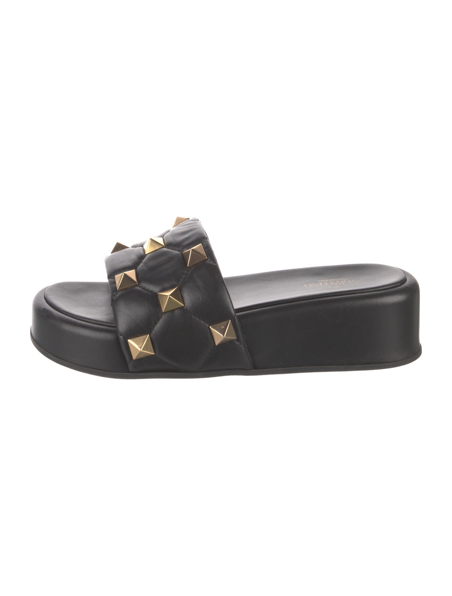 Valentino Rockstud Accents Leather Slides