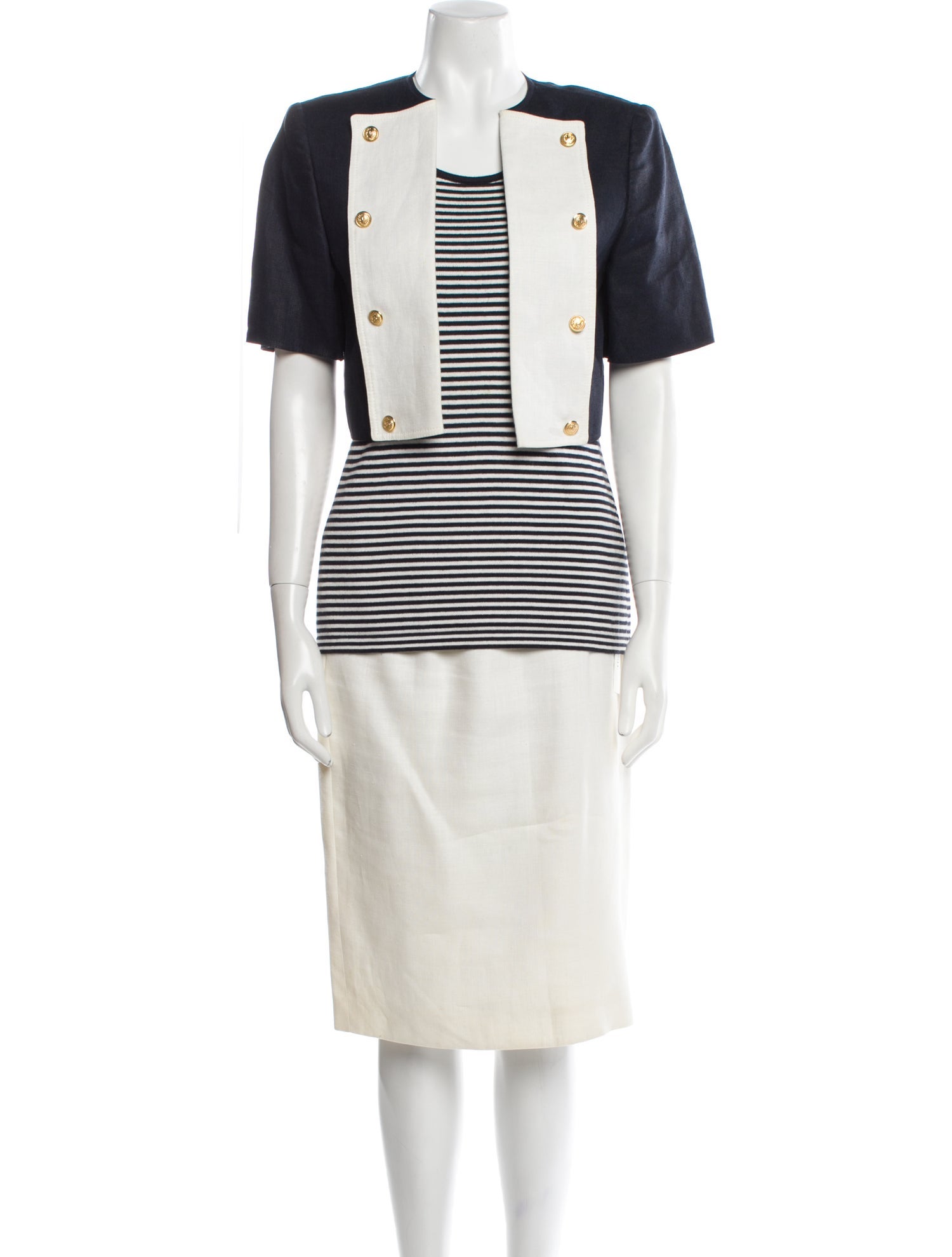 Valentino Striped Skirt Suit