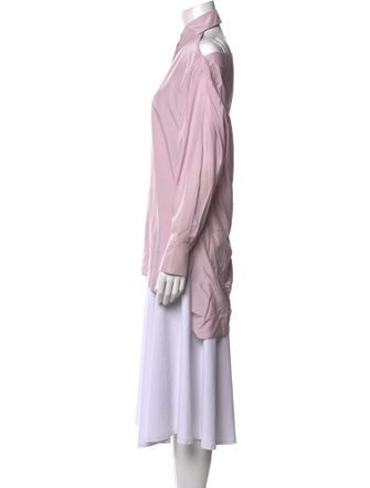 Valentino Silk Long Sleeve Button-Up Top