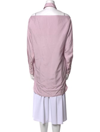 Valentino Silk Long Sleeve Button-Up Top