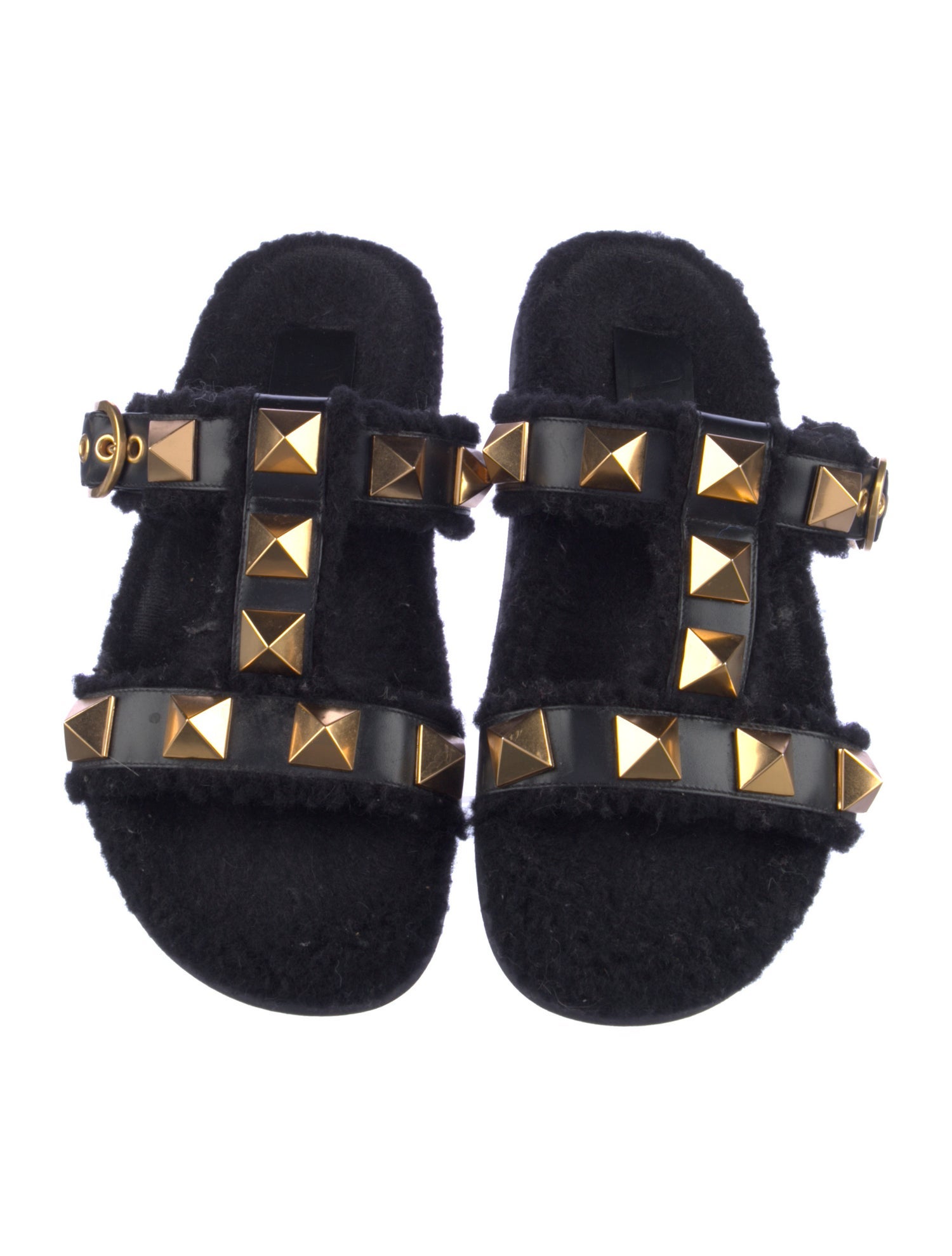 Valentino Rockstud Accents Leather Slides