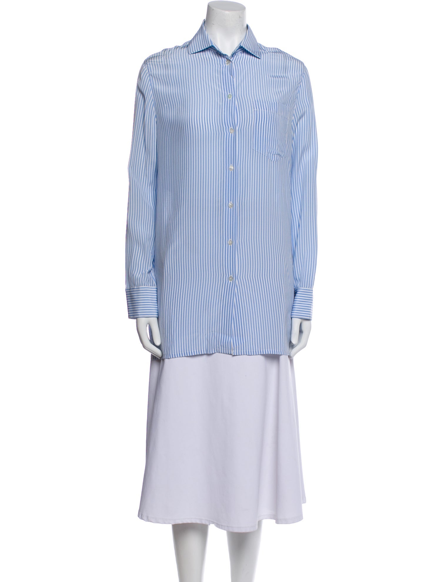 Valentino Silk Striped Button-Up Top