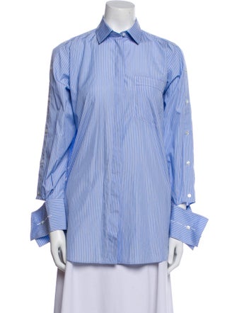 Valentino Striped Long Sleeve Button-Up Top