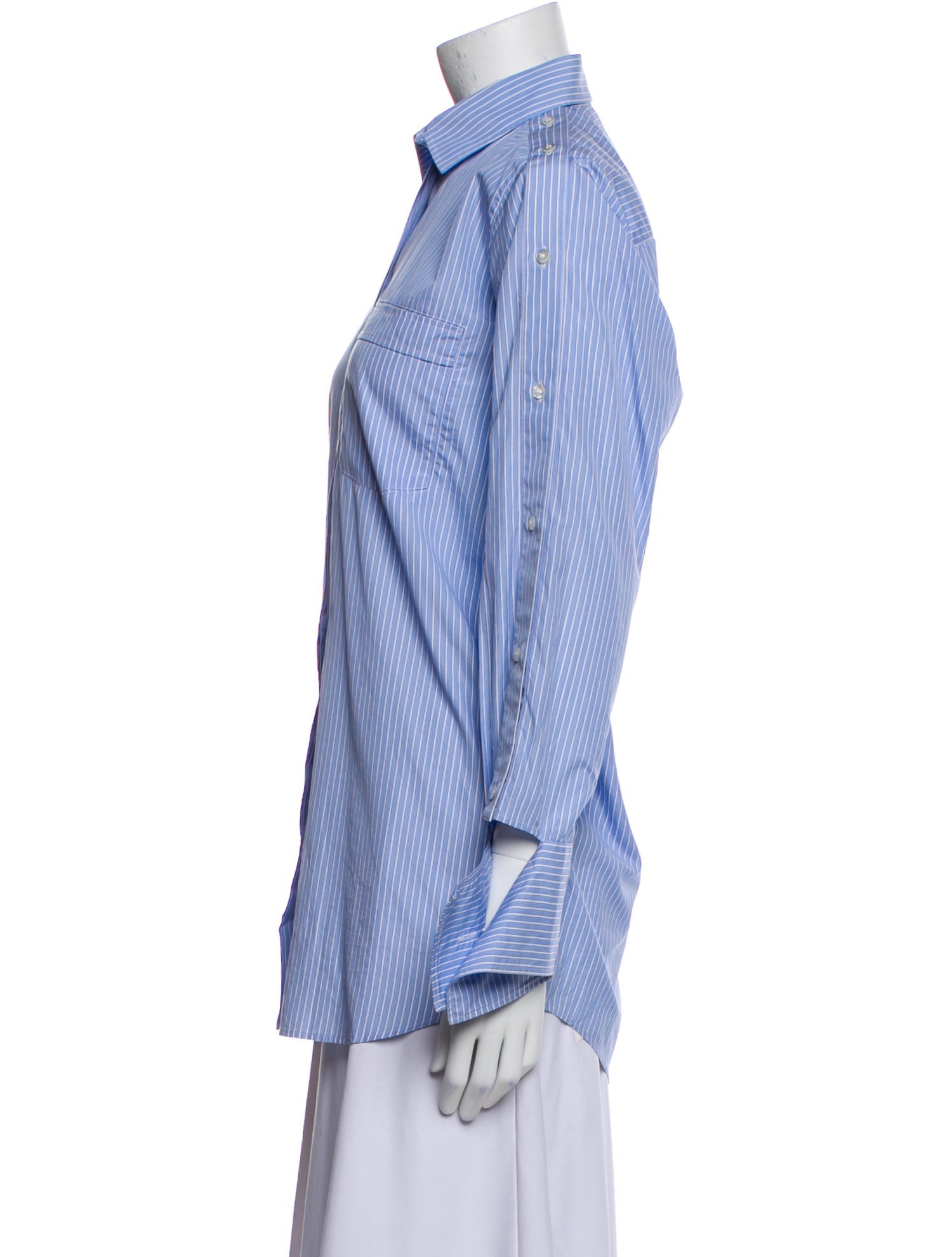 Valentino Striped Long Sleeve Button-Up Top