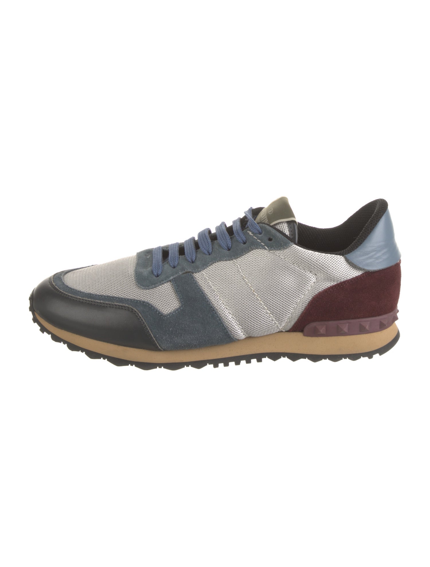 Valentino Denim Colorblock Pattern Sneakers