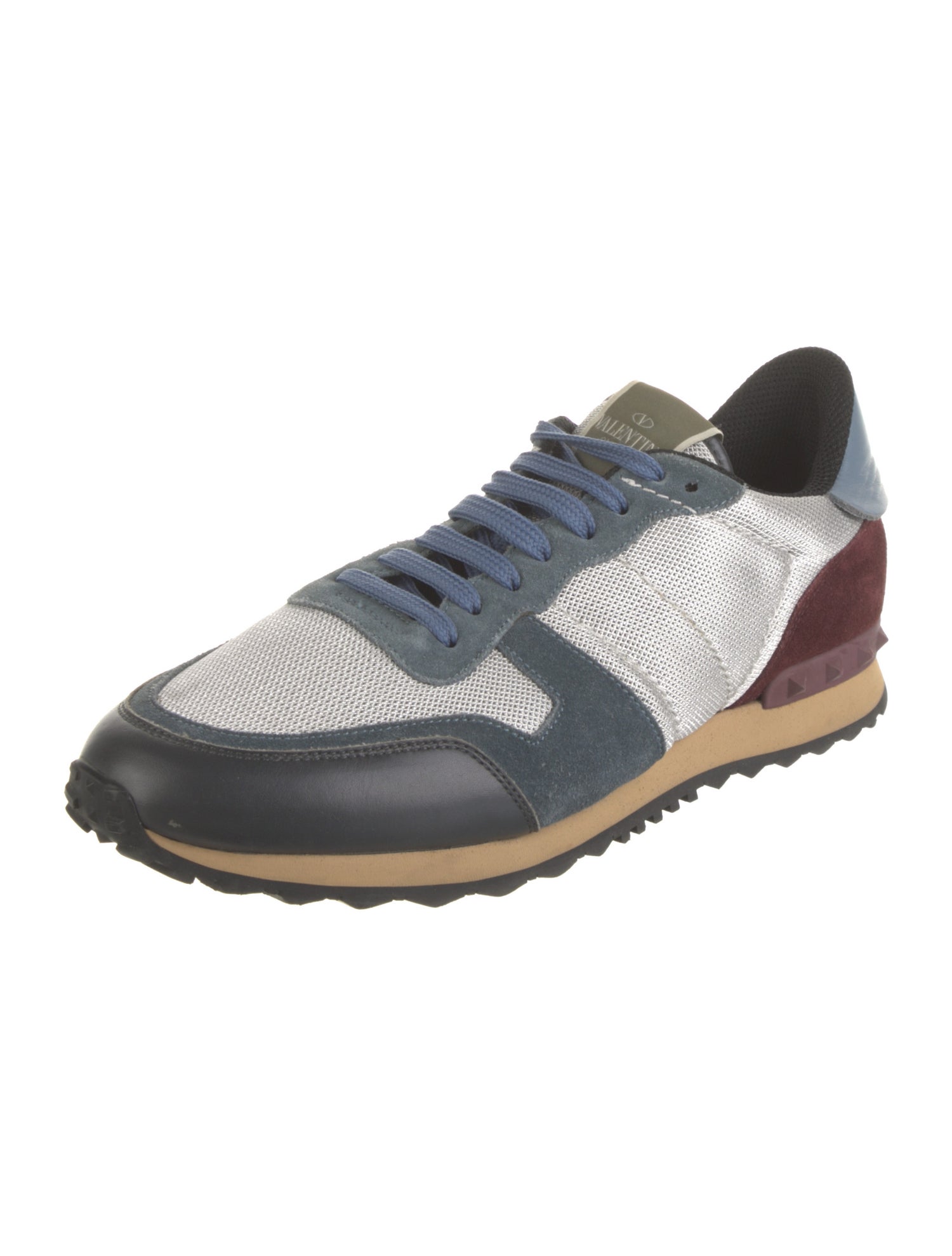 Valentino Denim Colorblock Pattern Sneakers