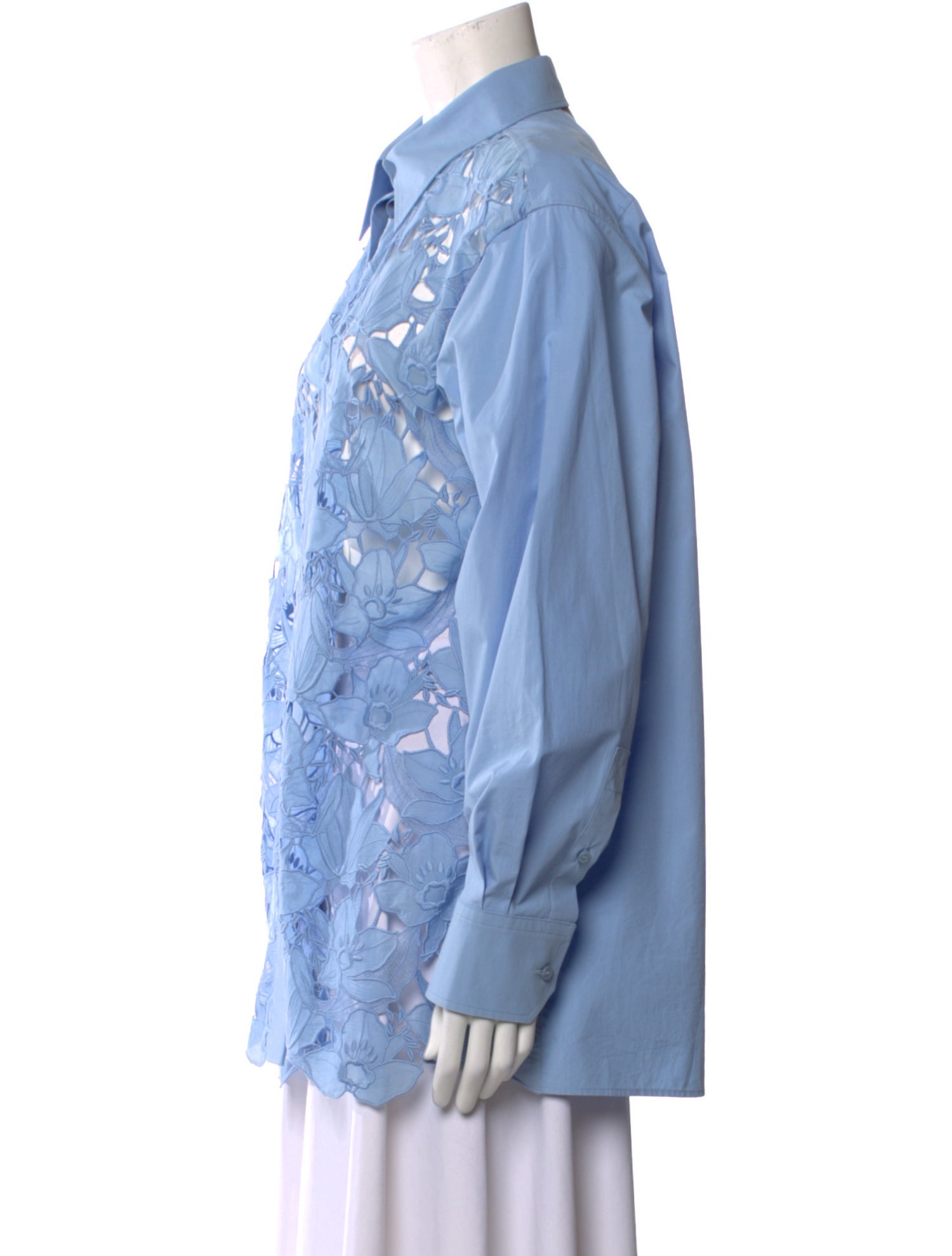 Valentino Lace Pattern Long Sleeve Button-Up Top