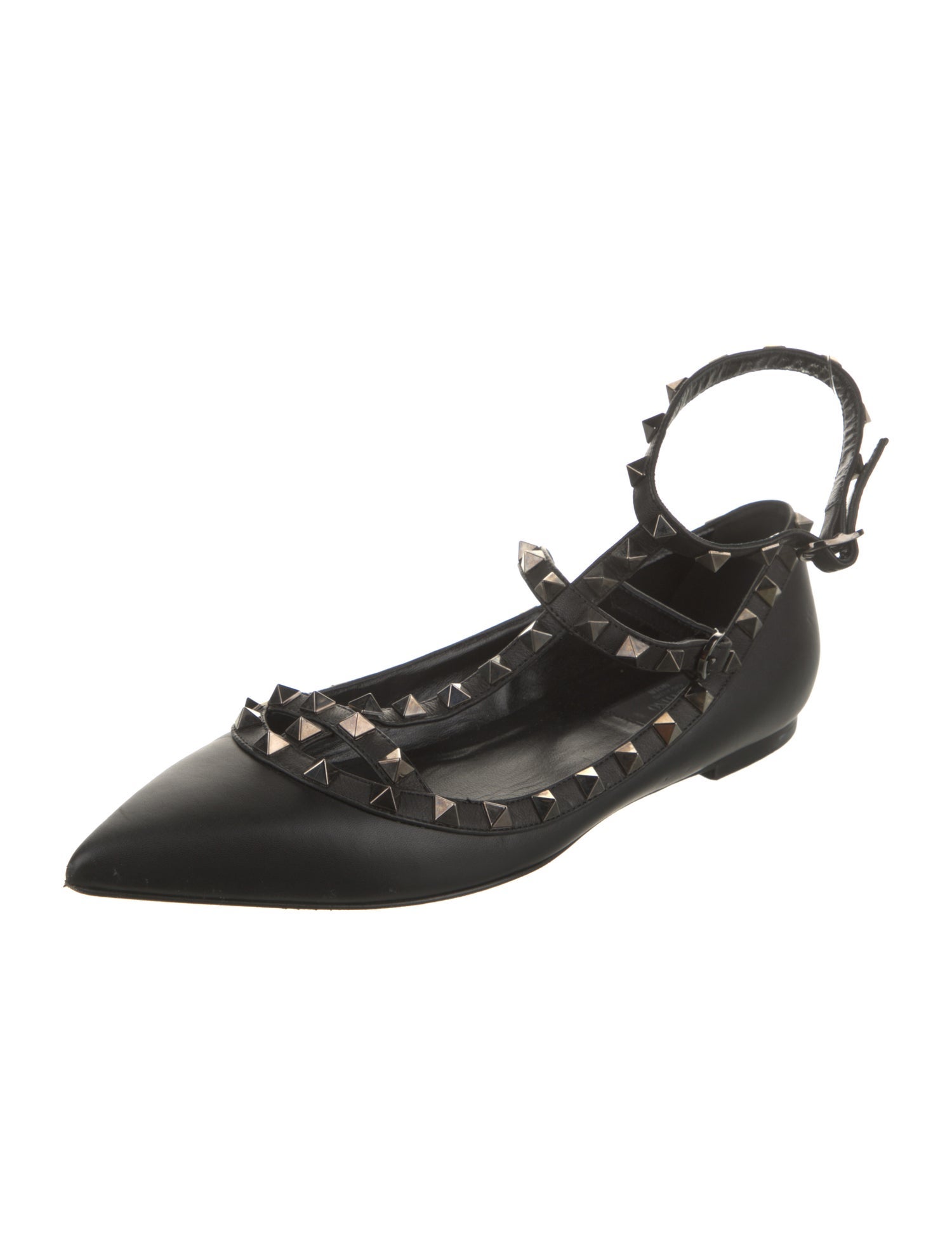 Valentino Rockstud Accents Leather Ballet Flats