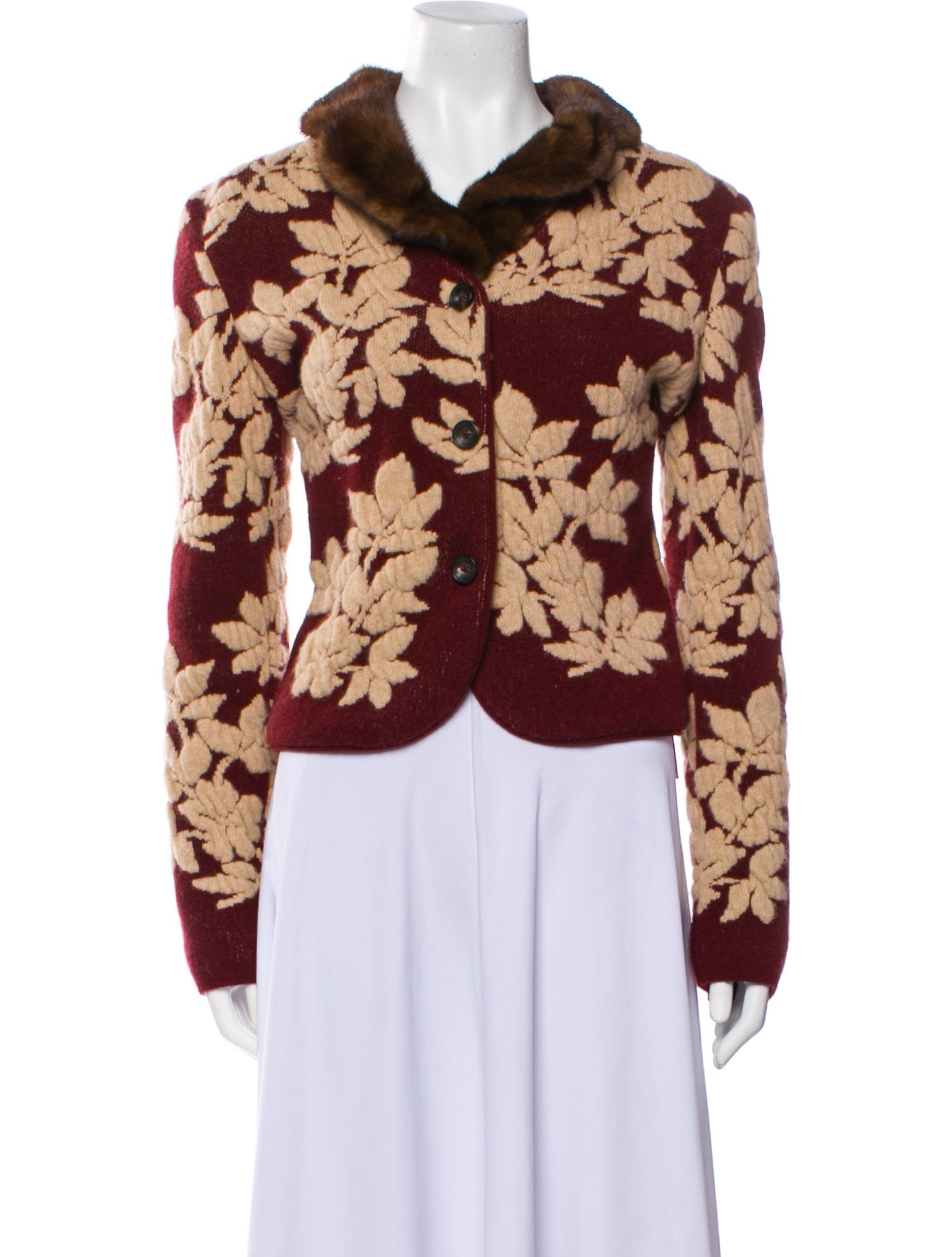 Valentino Virgin Wool Floral Print Fur Jacket
