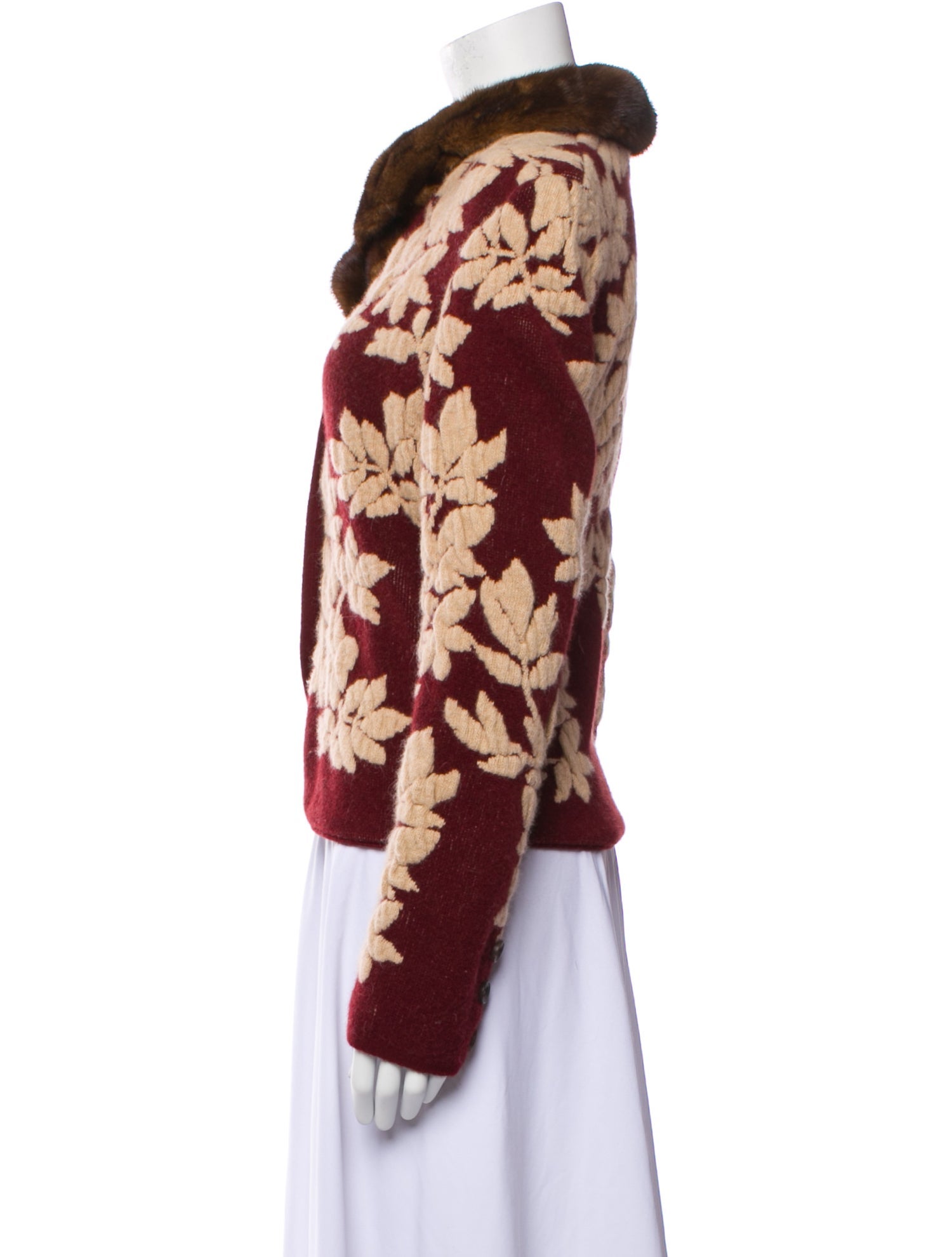 Valentino Virgin Wool Floral Print Fur Jacket