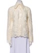 Valentino Silk Lace Pattern Button-Up Top