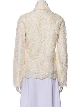 Valentino Silk Lace Pattern Button-Up Top