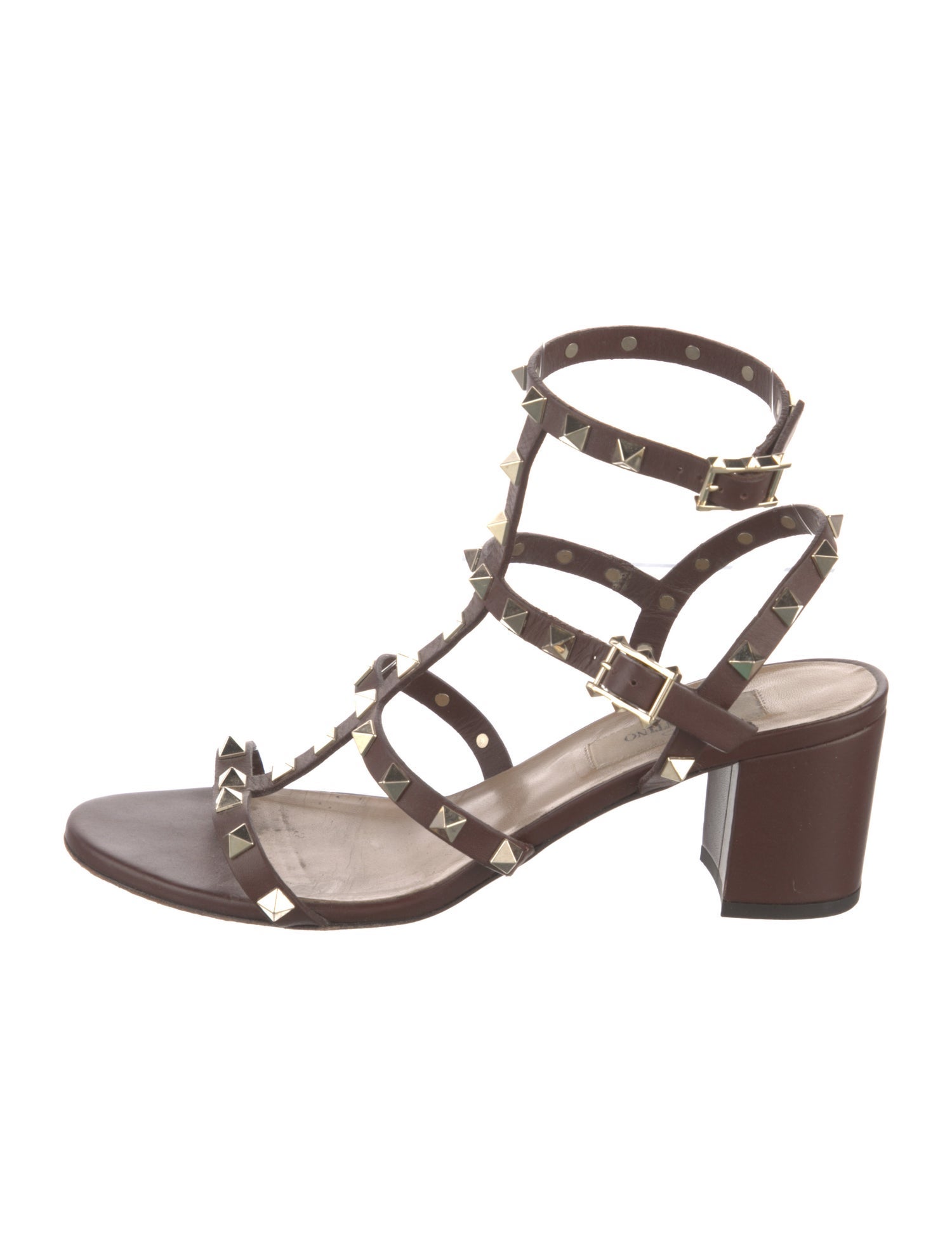 Valentino Rockstud Accents Leather Gladiator Sandals