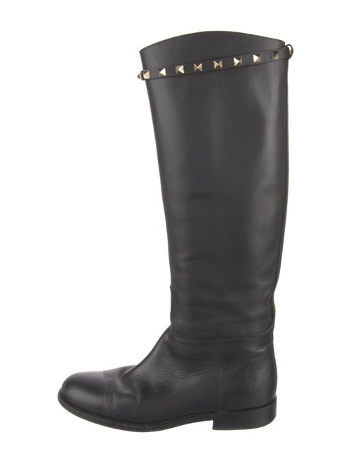 Valentino Rockstud Accents Leather Riding Boots