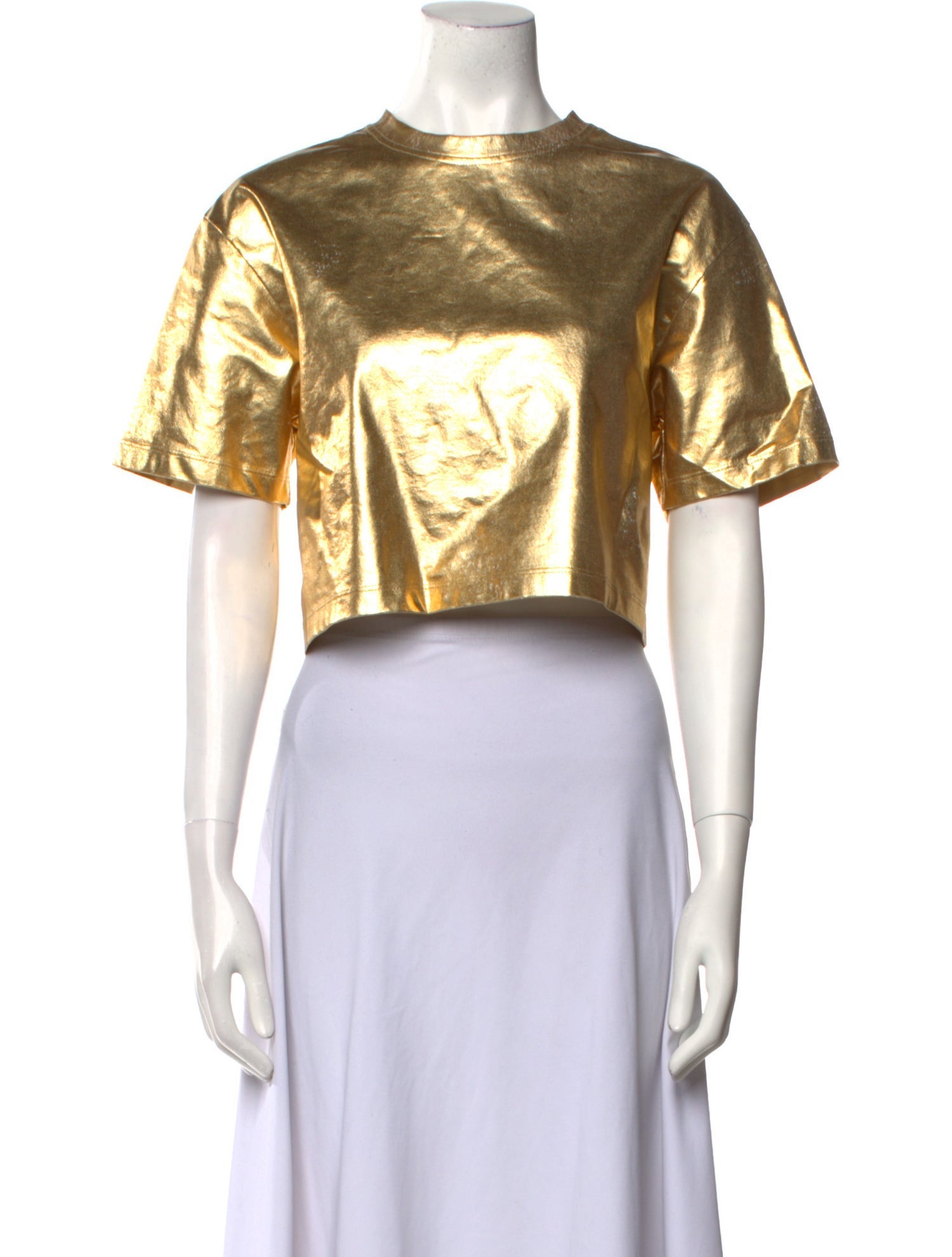 Valentino Crew Neck Short Sleeve Crop Top