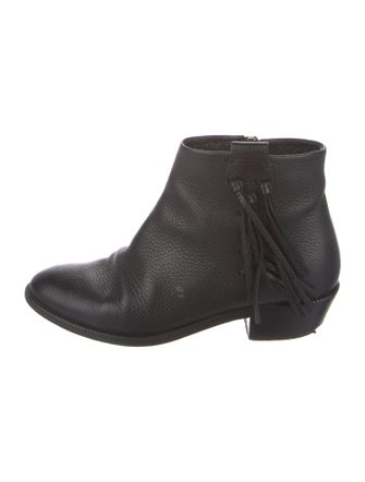Valentino Leather Fringe Trim Accent Boots