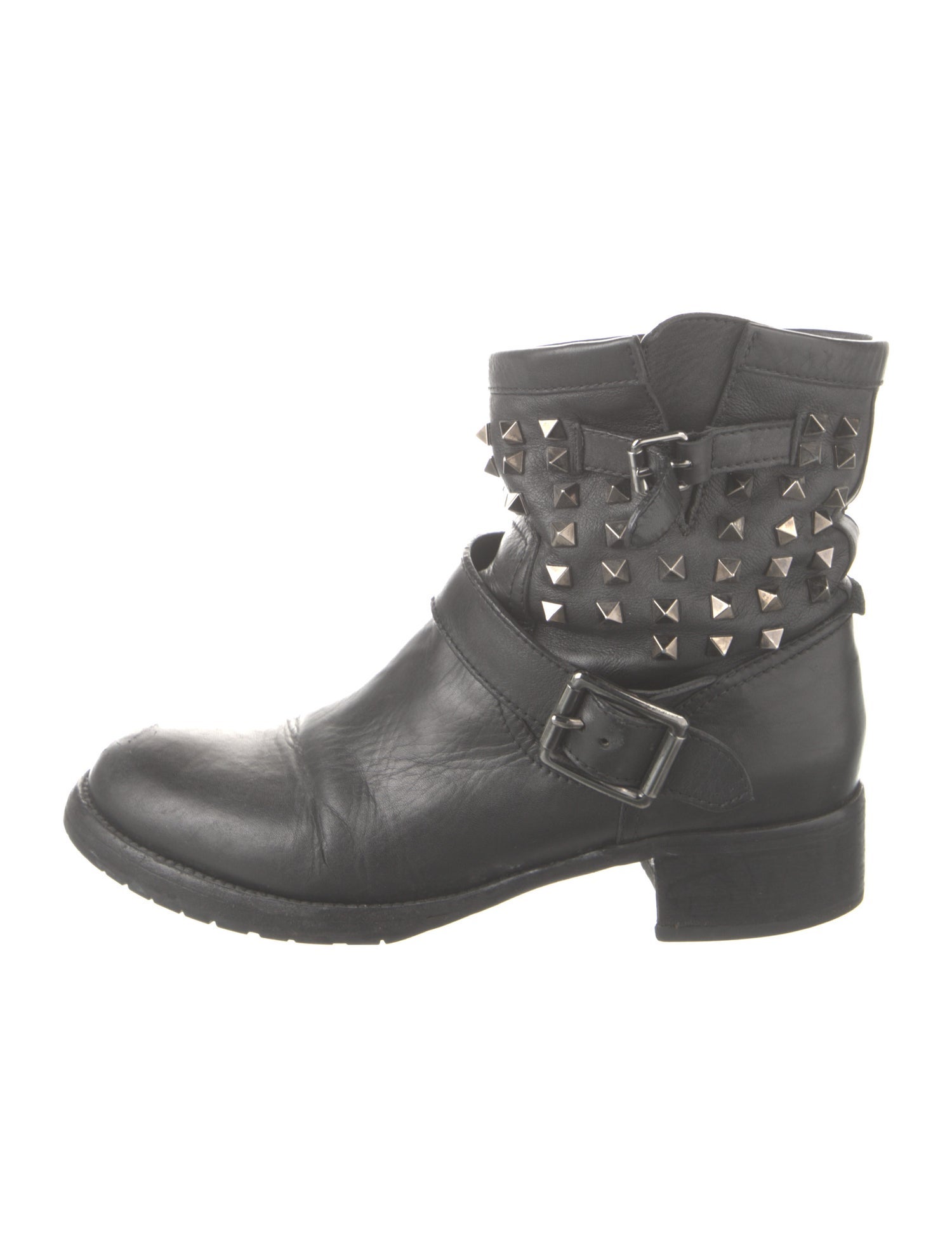 Valentino Rockstud Accents Leather Moto Boots