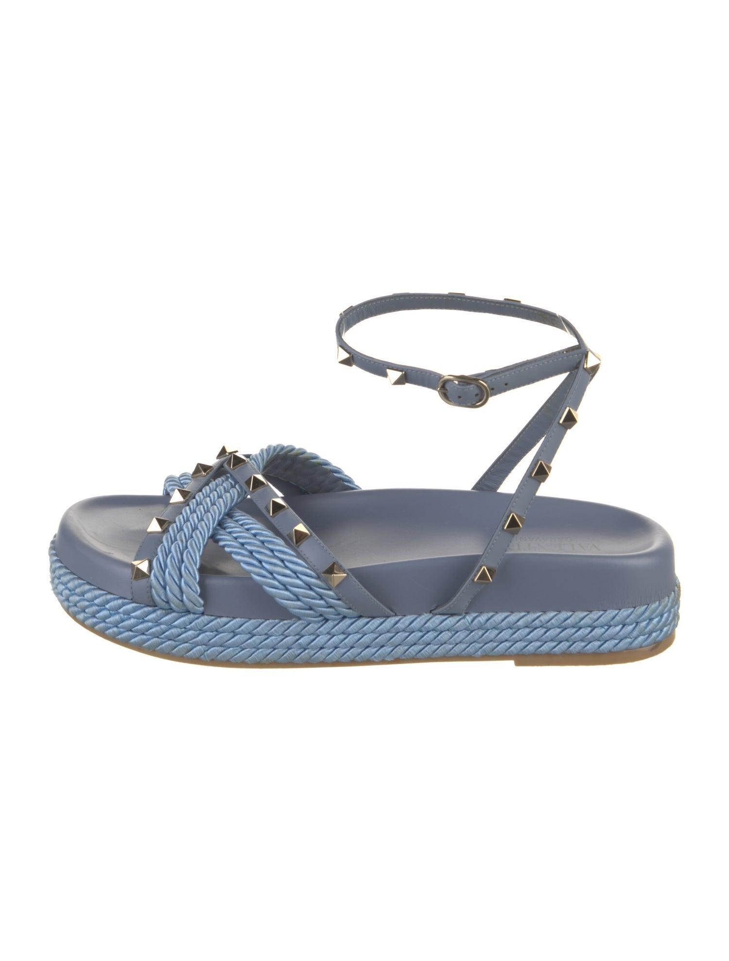 Valentino Rockstud Accents Leather Espadrilles