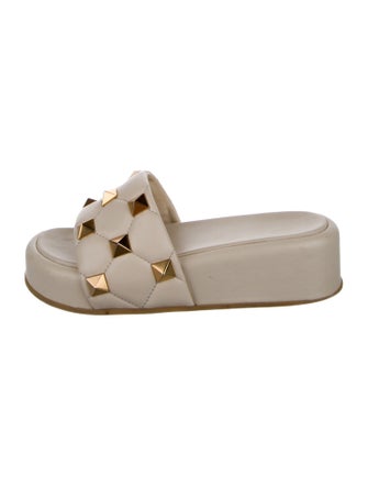 Valentino Rockstud Accents Leather Slides
