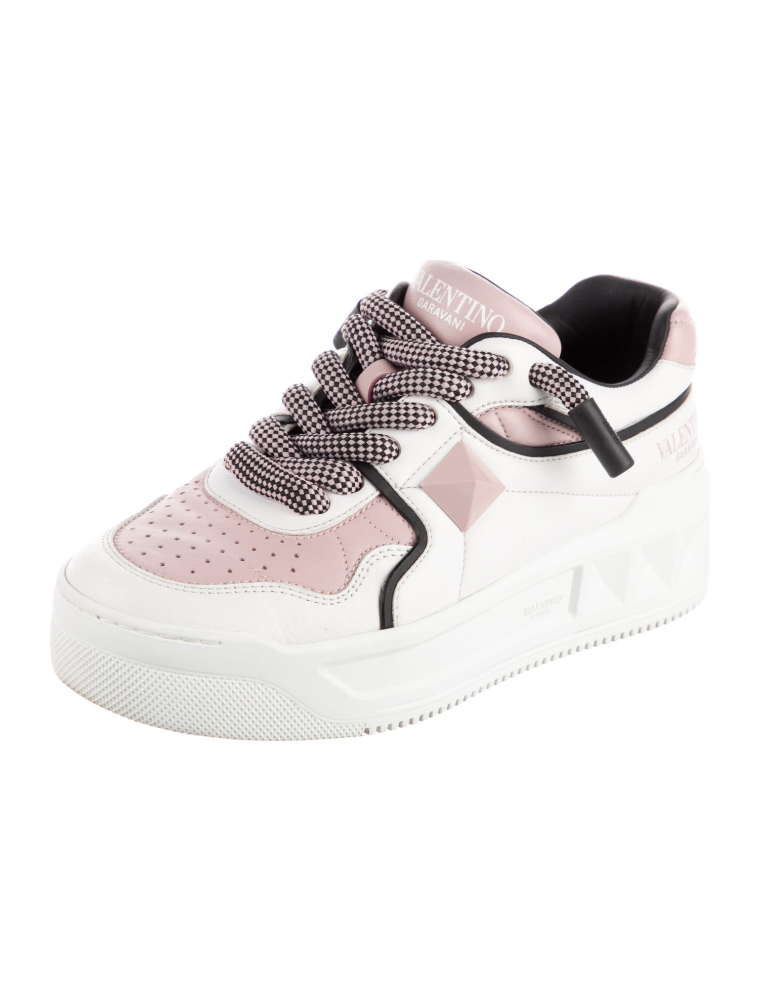 Valentino Rockstud Accents Leather Sneakers