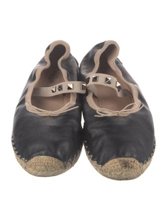 Valentino Rockstud Accents Leather Espadrilles