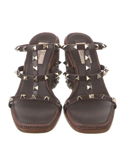 Valentino Rockstud Accents Leather T-Strap Sandals