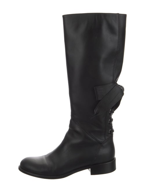 Valentino Leather Bow Accents Riding Boots