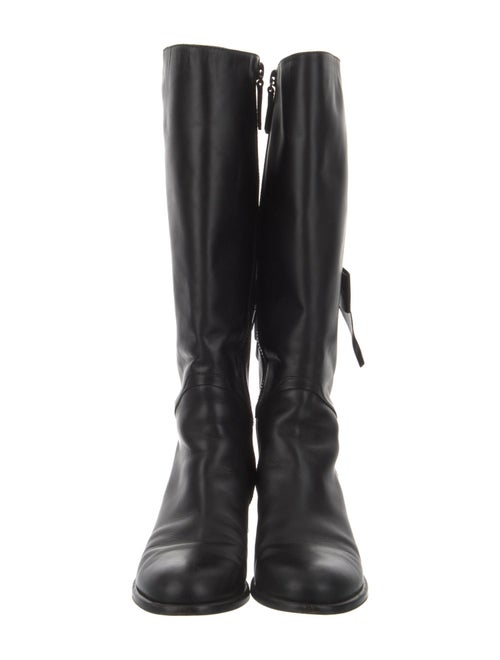 Valentino Leather Bow Accents Riding Boots