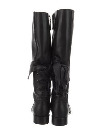Valentino Leather Bow Accents Riding Boots