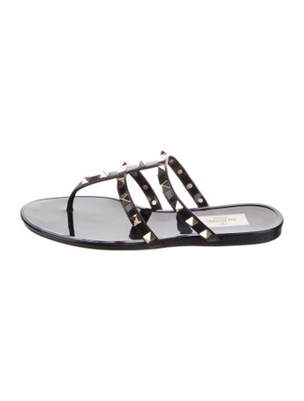 Valentino Rockstud Accents Rubber Flip Flops