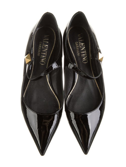 Valentino Rockstud Accents Patent Leather Mary Jane Flats
