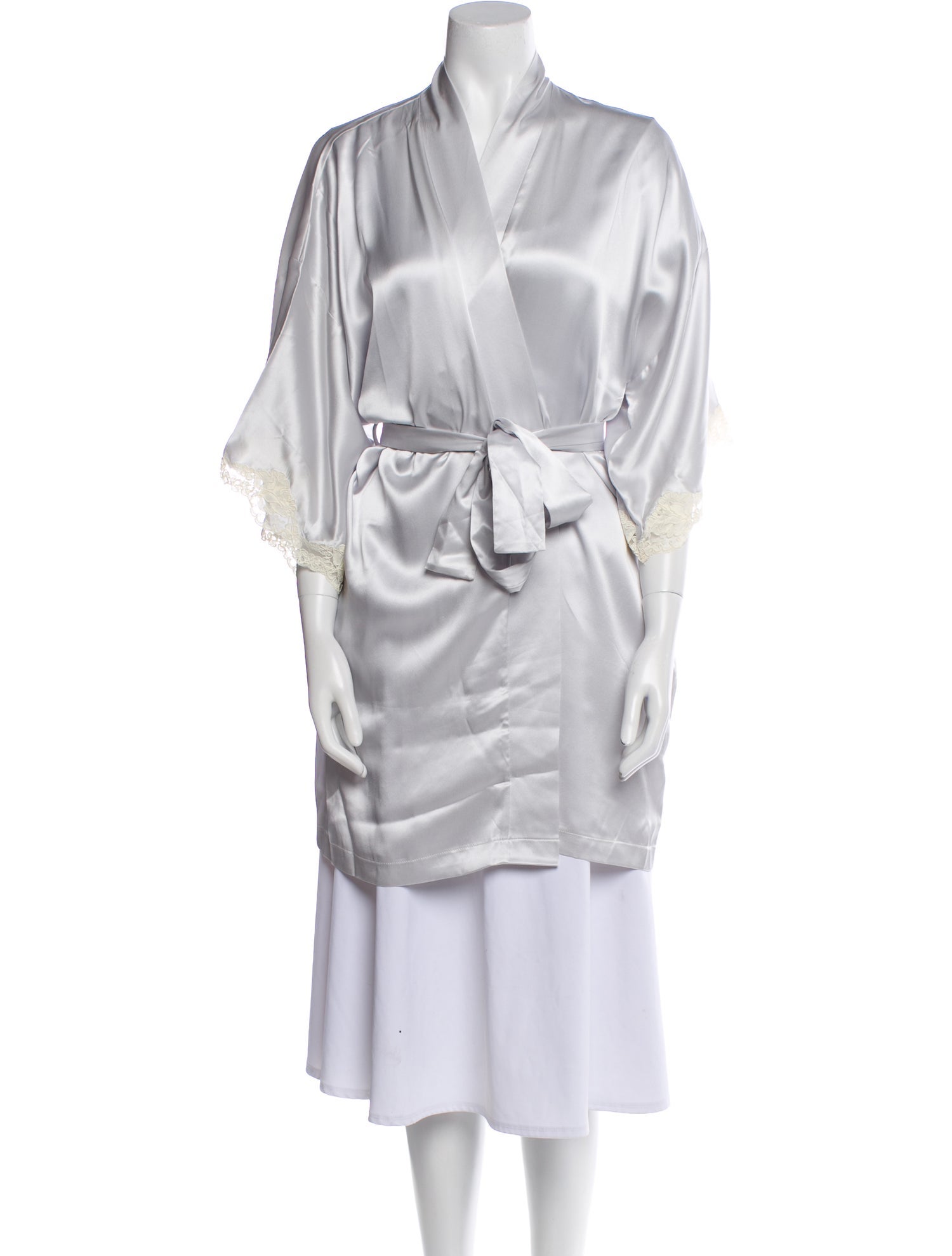 Valentino Silk Lace Trim Embellishment Robe