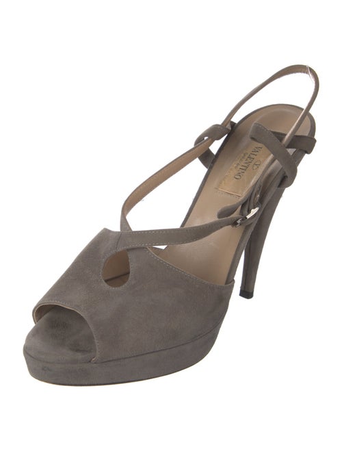 Valentino Suede Keyhole Accent T-Strap Pumps