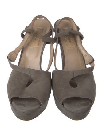 Valentino Suede Keyhole Accent T-Strap Pumps