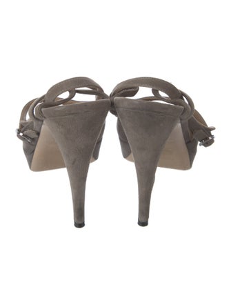 Valentino Suede Keyhole Accent T-Strap Pumps
