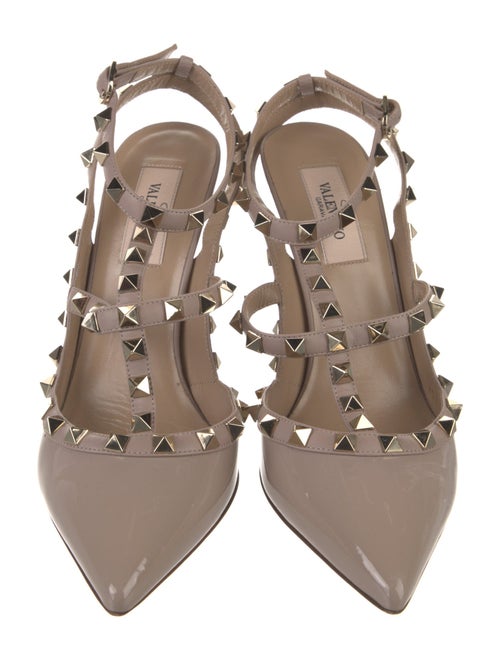 Valentino Rockstud Accents Patent Leather T-Strap Pumps