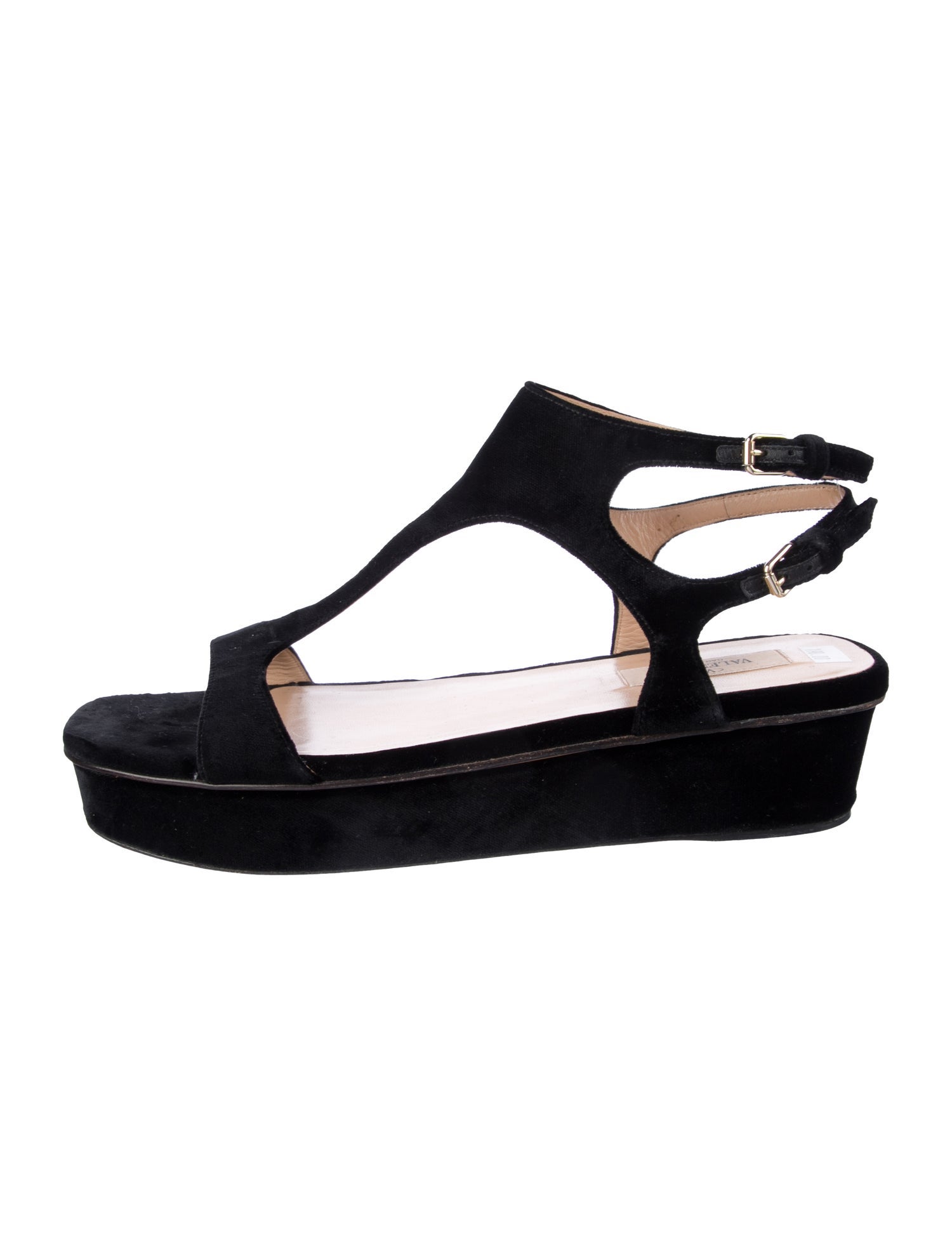 Valentino Velvet T-Strap Sandals