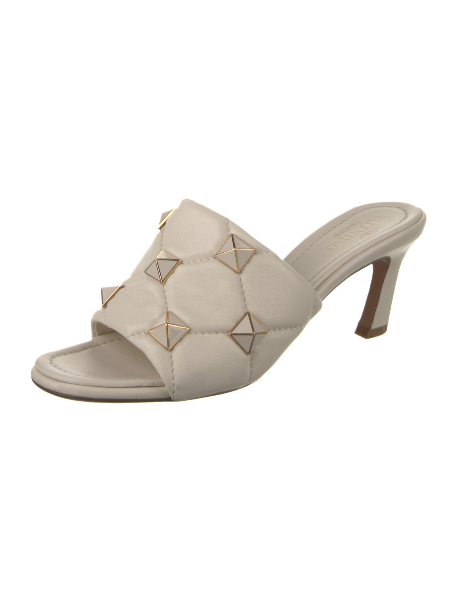 Valentino Rockstud Accents Leather Slides