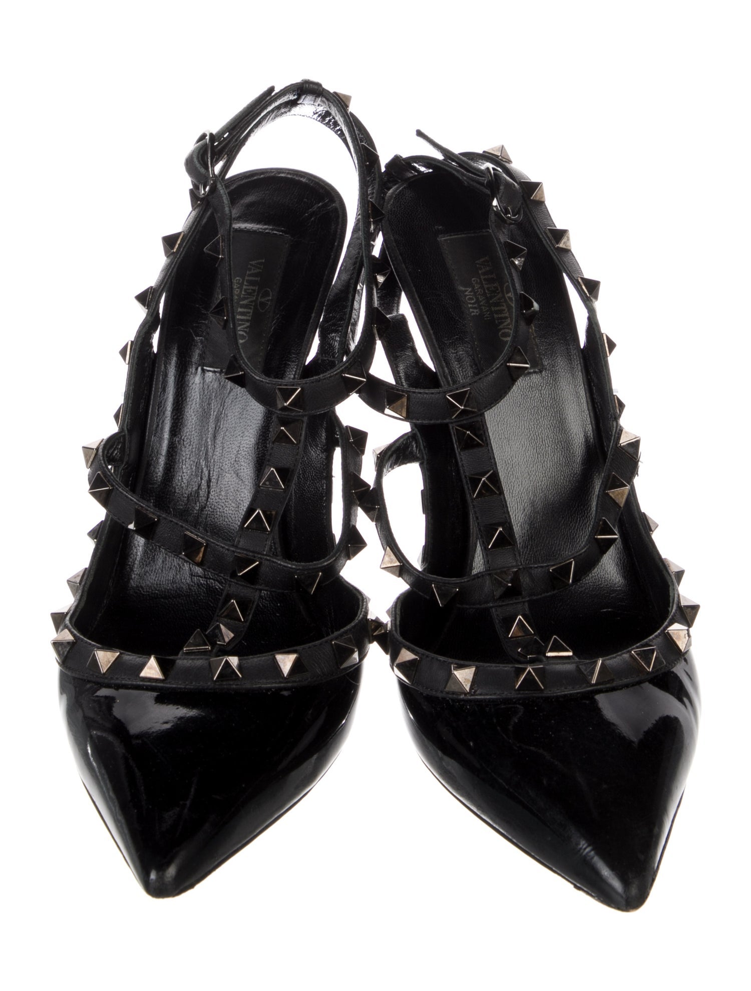 Valentino Rockstud Accents Leather T-Strap Pumps
