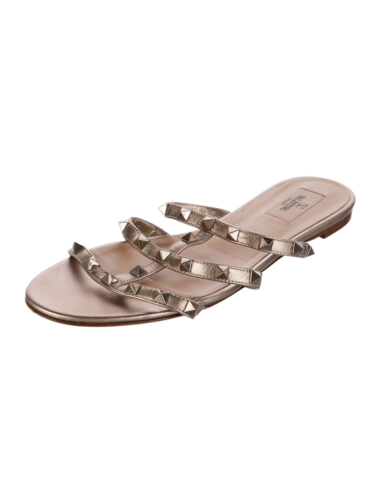 Valentino Rockstud Accents Leather Slides