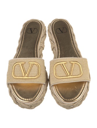 Valentino Canvas Embroidered Accent Espadrilles