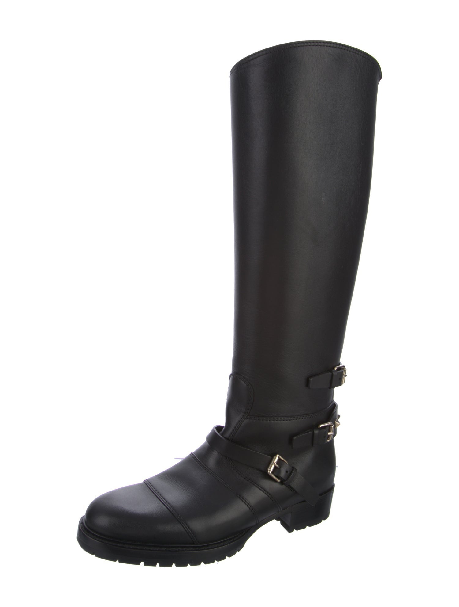 Valentino Rockstud Accents Leather Riding Boots