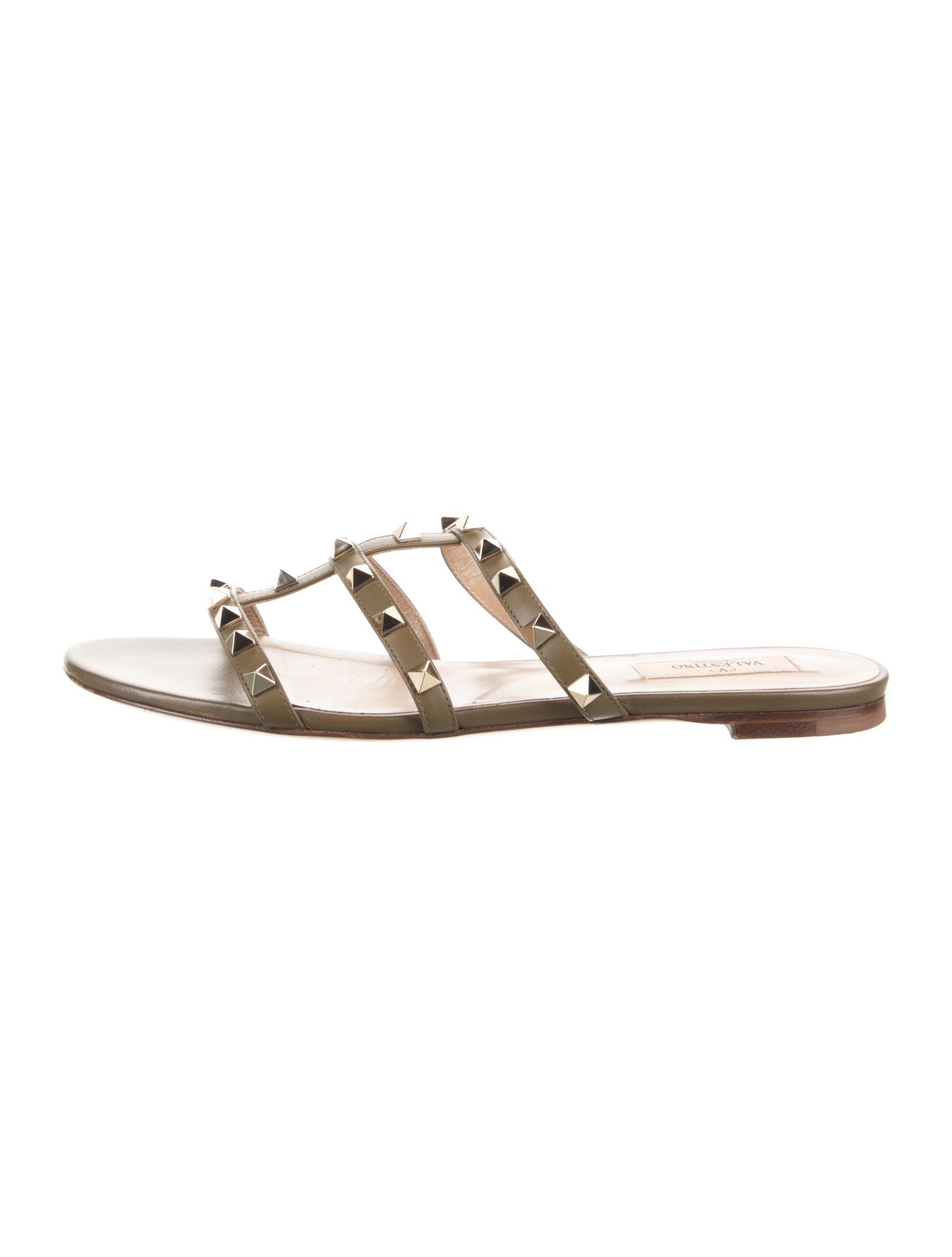Valentino Rockstud Accents Leather Slides