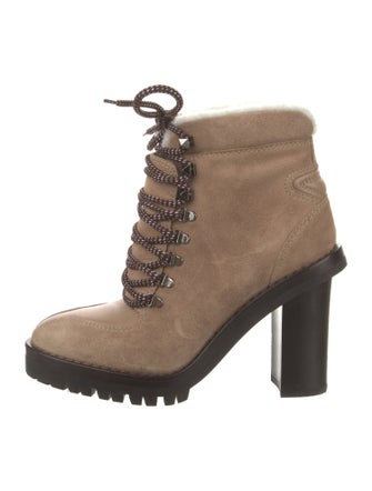 Valentino Rockstud Accents Suede Lace-Up Boots