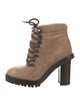 Valentino Rockstud Accents Suede Lace-Up Boots